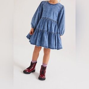 Next Blue Denim Tiered Dress